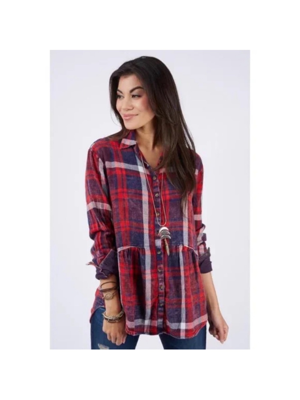 Free People Easy Street Plaid
Button Down medium